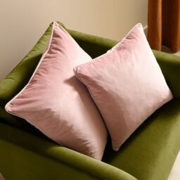 Furn Meridian Velvet Piped Cushion in Light Pink - Size: 55 cm x 55 cm - thumbnail 5