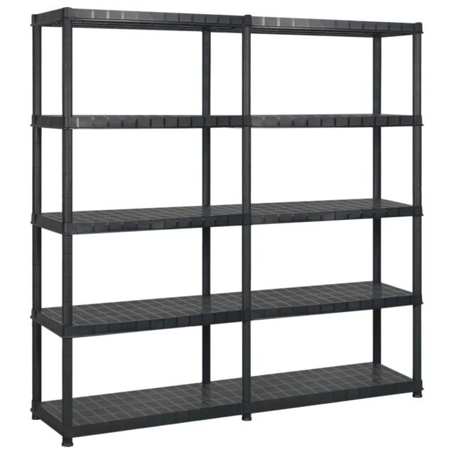 Berkfield Home Storage Shelf 5-Tier Black 170x40x185 cm Plastic - Size: 170 x 40 x 185 cm - image 1