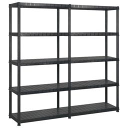 Berkfield Home Storage Shelf 5-Tier Black 170x40x185 cm Plastic - Size: 170 x 40 x 185 cm