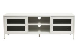 Orsina Industrial Two Door White Metal Media Unit, Classic Livingroom Media Unit, Versatile Shelving Media Unit - thumbnail 6