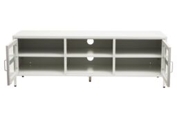 Orsina Industrial Two Door White Metal Media Unit, Classic Livingroom Media Unit, Versatile Shelving Media Unit - thumbnail 2