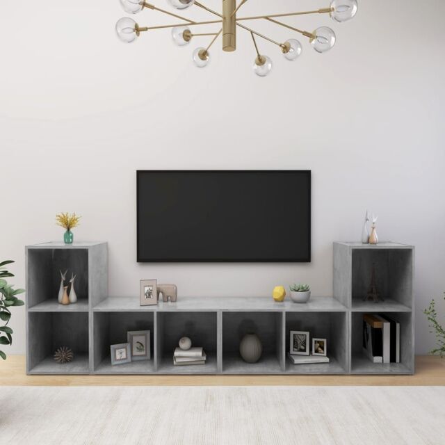 Berkfield Home TV Cabinets 4 pcs Concrete Grey 72x35x36.5 cm Engineered Wood - image 1