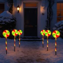 Neo Large 50cm Candy Cane Lolly Lollipop Christmas Remote Solar - Size: 6 Pack - thumbnail 3