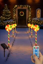 Neo Large 50cm Candy Cane Lolly Lollipop Christmas Remote Solar - Size: 6 Pack - thumbnail 1