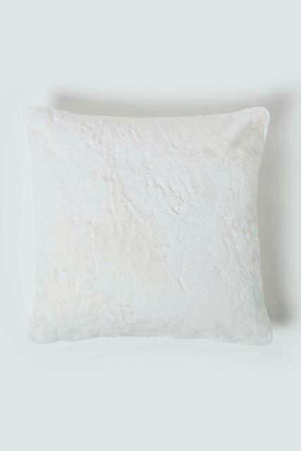 Homescapes Soft Touch Faux Fur Cushion 46 x 46 cm in Ivory - image 1