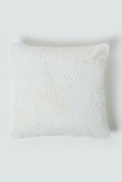 Homescapes Soft Touch Faux Fur Cushion 46 x 46 cm in Ivory - thumbnail 1