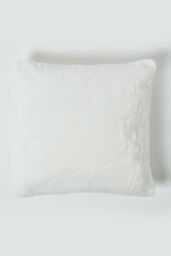Homescapes Soft Touch Faux Fur Cushion 46 x 46 cm in Ivory - thumbnail 2