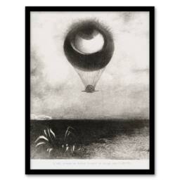 "Artery8 The Eye Like a Strange Balloon Redon Vintage Framed Wall Art Print in Grey - Size: W12"" x H16""" - thumbnail 1