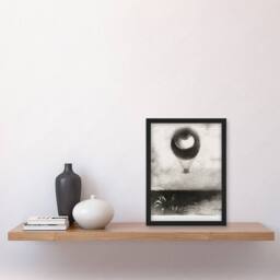 "Artery8 The Eye Like a Strange Balloon Redon Vintage Framed Wall Art Print in Grey - Size: W12"" x H16""" - thumbnail 4