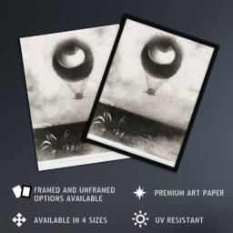 "Artery8 The Eye Like a Strange Balloon Redon Vintage Framed Wall Art Print in Grey - Size: W12"" x H16""" - thumbnail 2