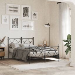 Berkfield Home Metal Bed Frame without Mattress with Footboard Black 120x190cm - Size: 120x190 cm - thumbnail 1