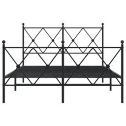 Berkfield Home Metal Bed Frame without Mattress with Footboard Black 120x190cm - Size: 120x190 cm - thumbnail 4