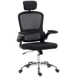 HOMCOM High Back Mesh Computer Desk Chair with Lumbar Support in Black - thumbnail 2