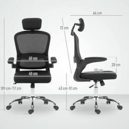 HOMCOM High Back Mesh Computer Desk Chair with Lumbar Support in Black - thumbnail 3