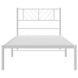 Berkfield Home Metal Bed Frame with Headboard White 75x190 cm Small Single - thumbnail 5