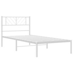 Berkfield Home Metal Bed Frame with Headboard White 75x190 cm Small Single - thumbnail 4