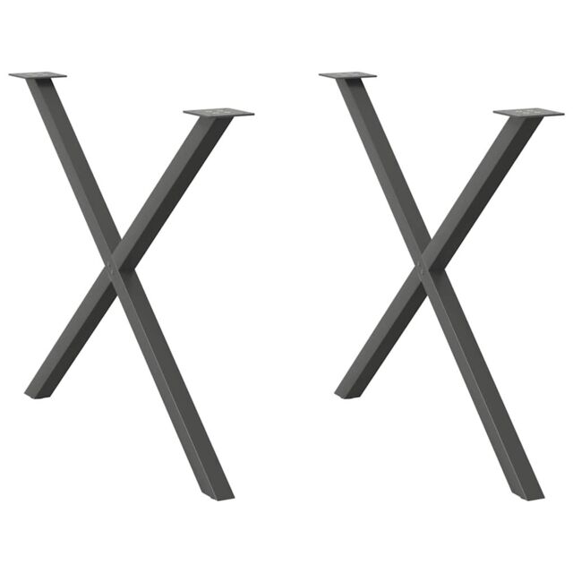 Berkfield Home Dining Table Legs X-Shaped 2 pcs Anthracite 90x(72-73) cm Steel in Black - image 1