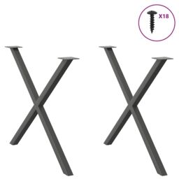 Berkfield Home Dining Table Legs X-Shaped 2 pcs Anthracite 90x(72-73) cm Steel in Black - thumbnail 3