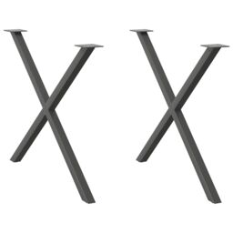 Berkfield Home Dining Table Legs X-Shaped 2 pcs Anthracite 90x(72-73) cm Steel in Black - thumbnail 1
