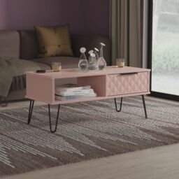 Ready Assembled 2 U Islay 1 Drawer Coffee Table (Ready Assembled) in Dusty Pink - Size: Medium - thumbnail 1