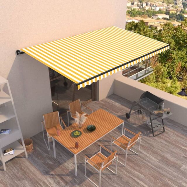 Berkfield Home Manual Retractable Awning 500x350 cm Yellow & White - image 1