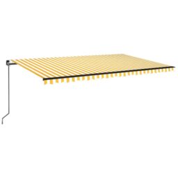 Berkfield Home Manual Retractable Awning 500x350 cm Yellow & White - thumbnail 2