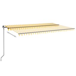 Berkfield Home Manual Retractable Awning 500x350 cm Yellow & White - thumbnail 3