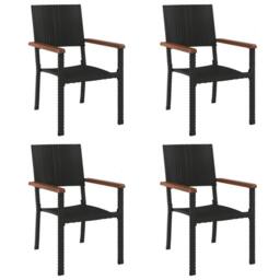 Berkfield Home 5 Piece Garden Dining Set Black Poly Rattan - thumbnail 4