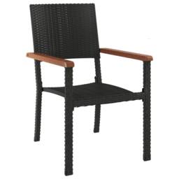 Berkfield Home 5 Piece Garden Dining Set Black Poly Rattan - thumbnail 5