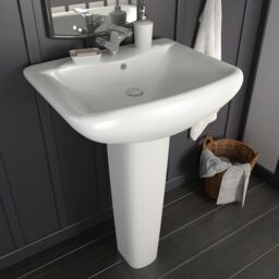 Berkfield Home Freestanding Basin with Pedestal Ceramic White 580x470x200 mm - thumbnail 1