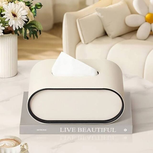 VOGREX Style 5 Wooden Tissue Box Dispenser Paper Storage Holder in Beige