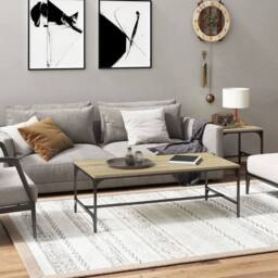 Berkfield Home Decorative Coffee Table Sonoma Oak 100x50x35 cm Engineered Wood in Light Tan - Size: 100 x 50 x 35 cm - thumbnail 2