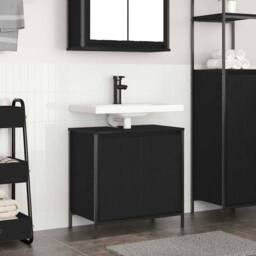 Berkfield Home Bathroom Basin Cabinet Black 60x34.5x60 cm - thumbnail 2