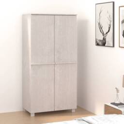 Berkfield Home Wardrobe HAMAR White 89x50x180 cm Solid Wood Pine - Size: 89 x 50 x 180 cm - thumbnail 2