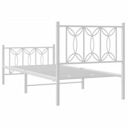 Berkfield Home Metal Bed Frame without Mattress with Footboard White 90x190cm - Size: 90x190 cm - thumbnail 6