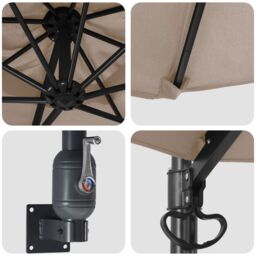 Berkfield Home Patio Umbrella Taupe Polyester Large Foldable Patio Umbrella - thumbnail 7