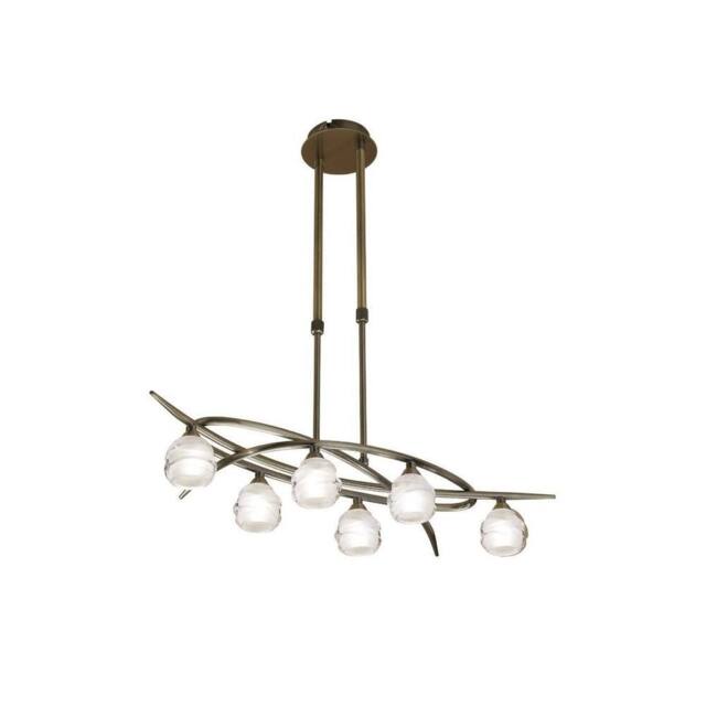 Netlighting Loop Telescopic Semi Flush Convertible 6 Light G9 Antique Brass in Bronze - image 1