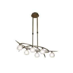 Netlighting Loop Telescopic Semi Flush Convertible 6 Light G9 Antique Brass in Bronze