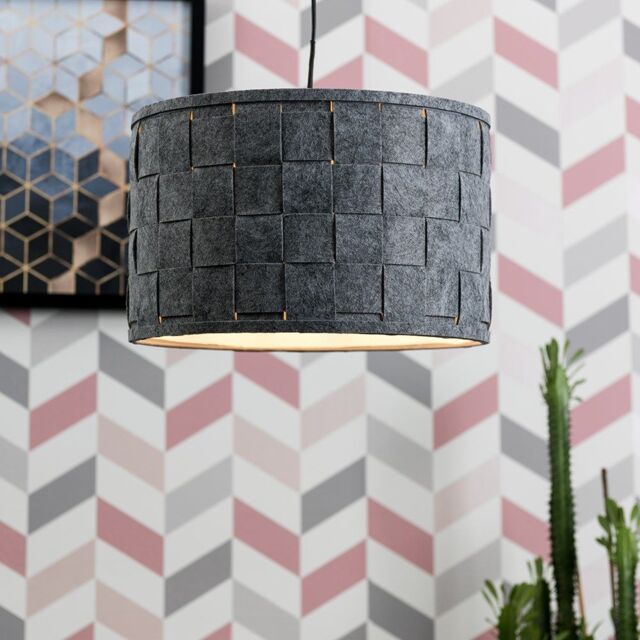 ValueLights Monza Pair of Grey Ceiling Pendant Shades - image 1