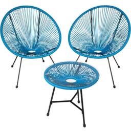 tectake Garden Table & Chairs in Blue - Size: 2 Seater
