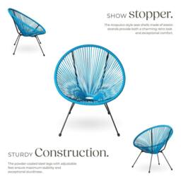 tectake Garden Table & Chairs in Blue - Size: 2 Seater - thumbnail 3