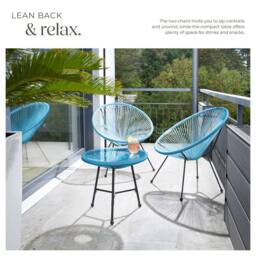 tectake Garden Table & Chairs in Blue - Size: 2 Seater - thumbnail 4