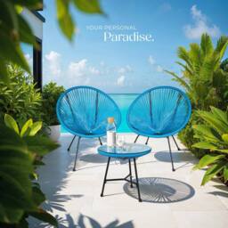 tectake Garden Table & Chairs in Blue - Size: 2 Seater - thumbnail 8