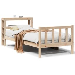 Berkfield Home Bed Frame without Mattress 90x190 cm Single Solid Wood Pine in Brown - thumbnail 2
