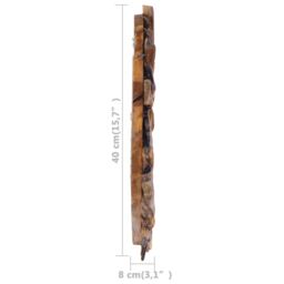 Berkfield Home Wall Mirror 40 cm Teak Round in Brown - thumbnail 6