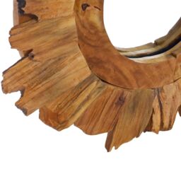 Berkfield Home Wall Mirror 40 cm Teak Round in Brown - thumbnail 5