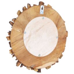 Berkfield Home Wall Mirror 40 cm Teak Round in Brown - thumbnail 4