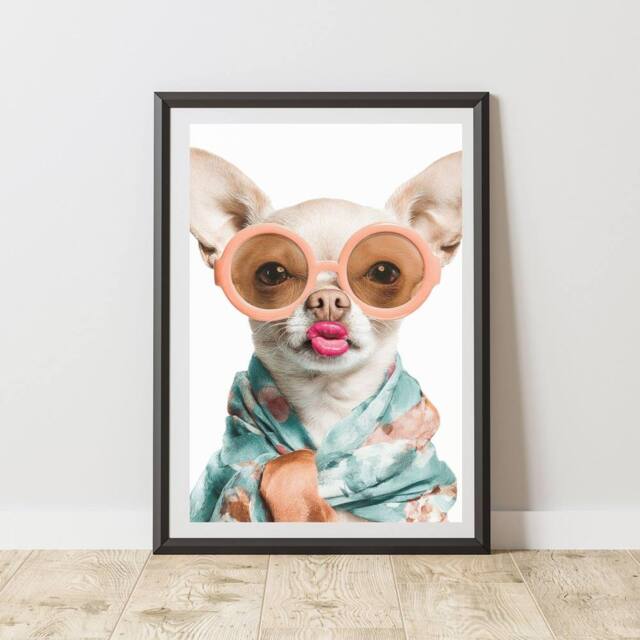 60 SECOND MAKEOVER Chihuahua Lipstick Print Wall Art Poster - Size: A4 - image 1