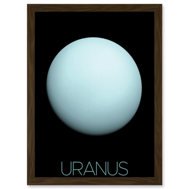 Artery8 NASA Our Solar System Uranus Planet Voyager 2 Image Artwork Framed Wall Art Print A4 in Brown - image 1