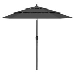Berkfield Home 3-Tier Parasol with Aluminium Pole Anthracite 2.5 m in Charcoal - thumbnail 2